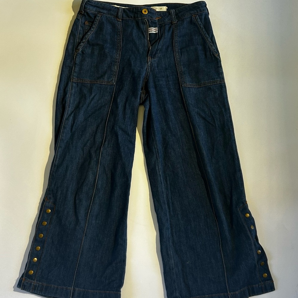 Pilcro and the Letterpress Navy Wide-Leg Jeans